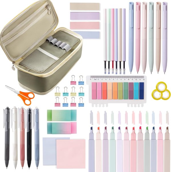 Aesthetic School Supplies with Big Capacity Pen Case