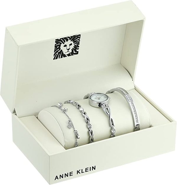 Anne Klein Women's Premium Crystal Accented Watch and Bracelet Set